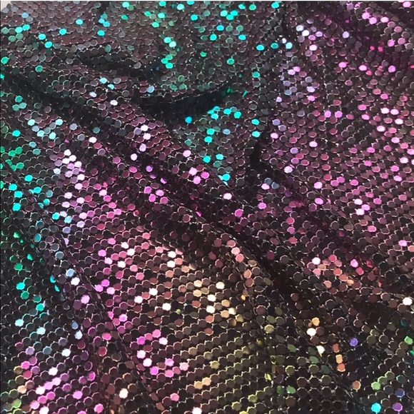 NWOT Metallic Iridescent Crop Top Hologram Sequin - Picture 4 of 8